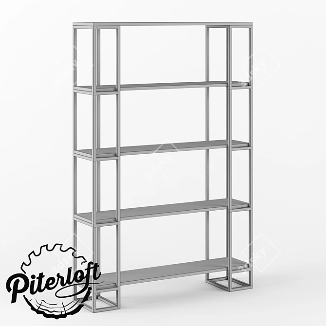 Industrial Wooden Metal Rack 3D model image 2