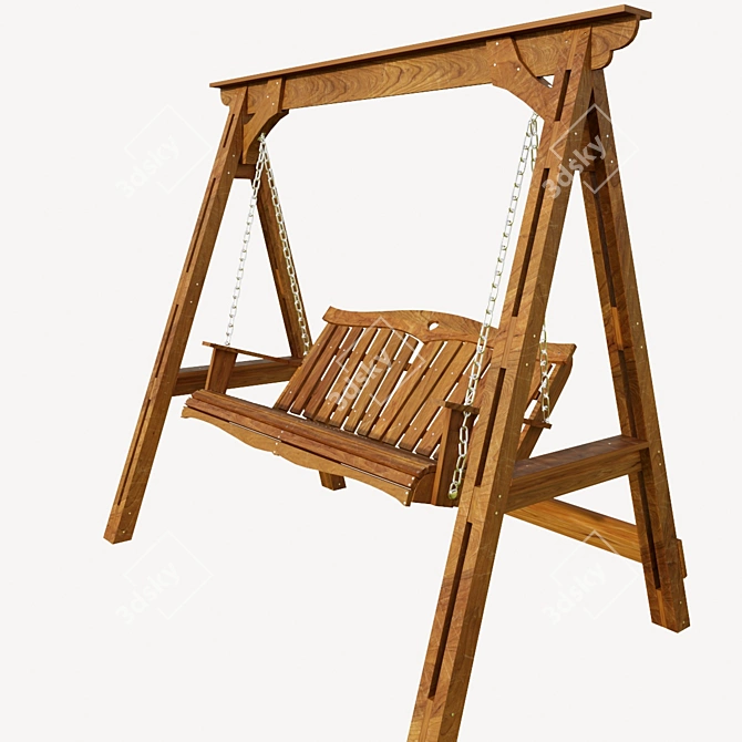 Classic Wooden Garden Swing 3D model image 1