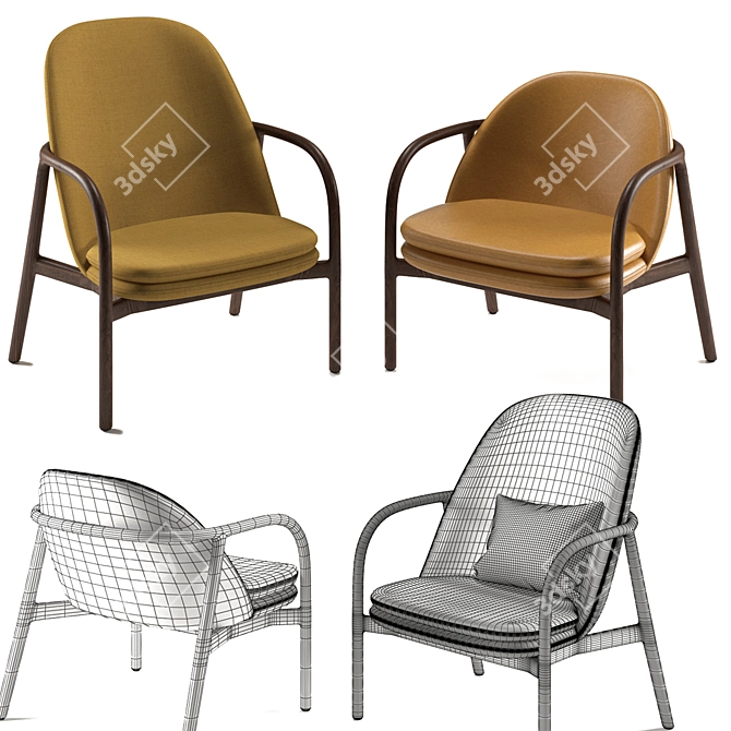 Elegant Neva Armchairs 3D model image 3