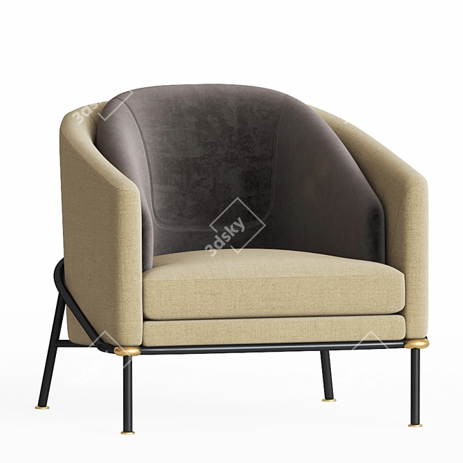 Luxurious Minotti Filnoir Leather Armchair 3D model image 2