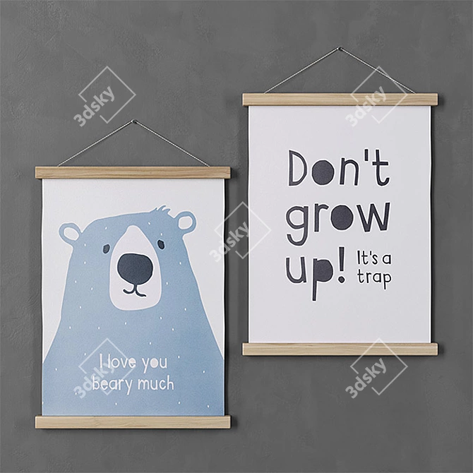 Bear and Grow Up Picture Frame (30 x 40 cm) 3D model image 1