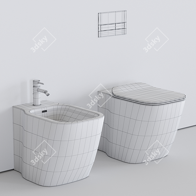 Essence-C Ceramic WC & Bidet 3D model image 3