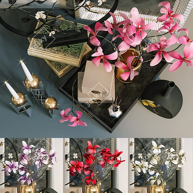 Elegant Magnolia Blossom Decor 3D model image 2
