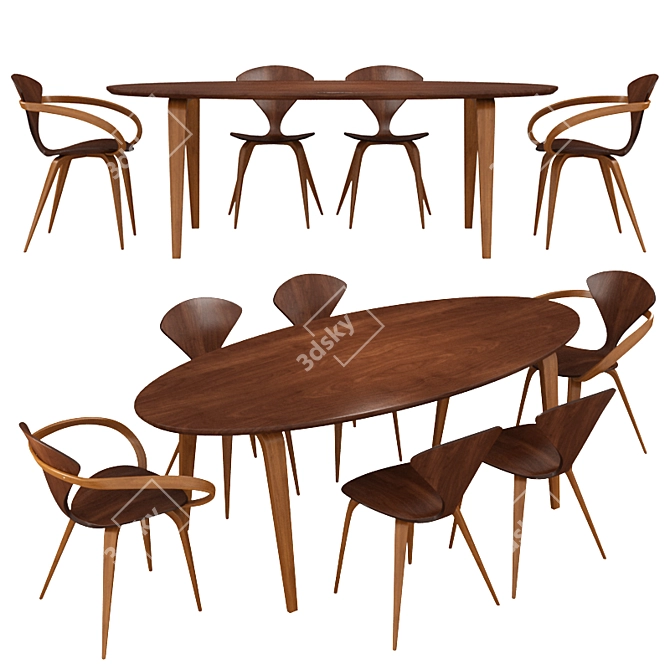 Pretzel Perfection: Cherner Dining Set 3D model image 1