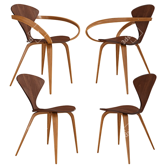 Pretzel Perfection: Cherner Dining Set 3D model image 3