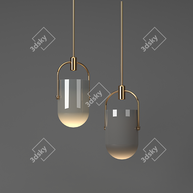 Mouth-Blown Glass Pendant Light 3D model image 1