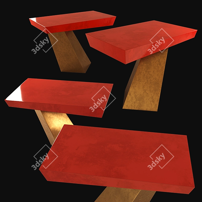 Elegant Burnt Orange Wooden Side Table 3D model image 1