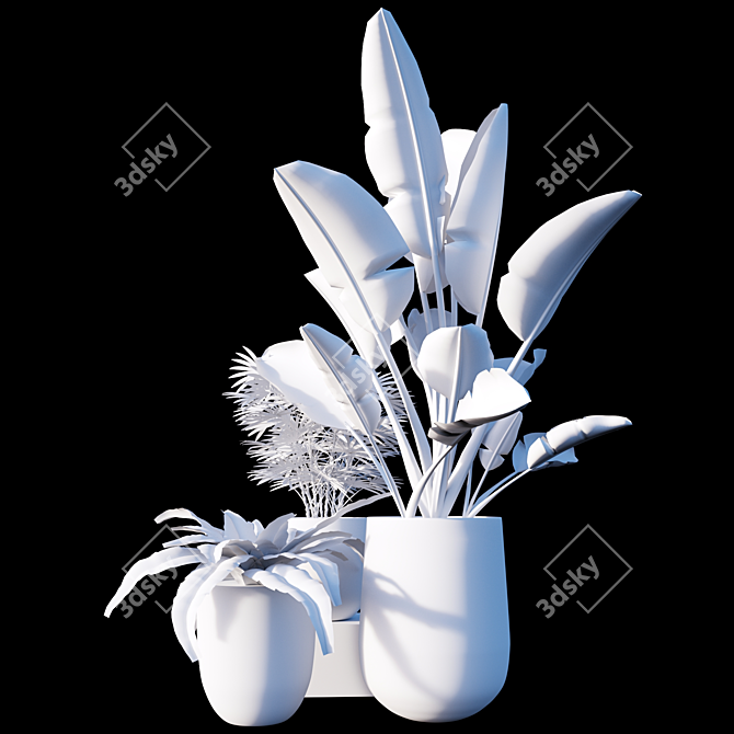 Lush Greenery: 3-Piece Plant Set 3D model image 3