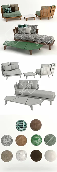 Ethimo Rafael Outdoor Furniture Set 3D model image 2