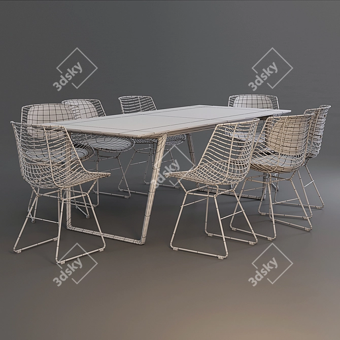 MDF Italia Dining Set: Axy Comfort Table & Flow Filo Chair 3D model image 3