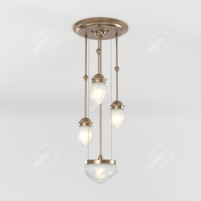 Pannon Pendant III: Vintage Brass Elegance 3D model image 1