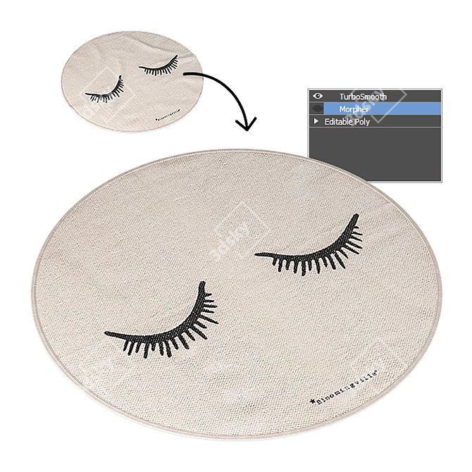 Boho Blossom Round Rug 3D model image 2