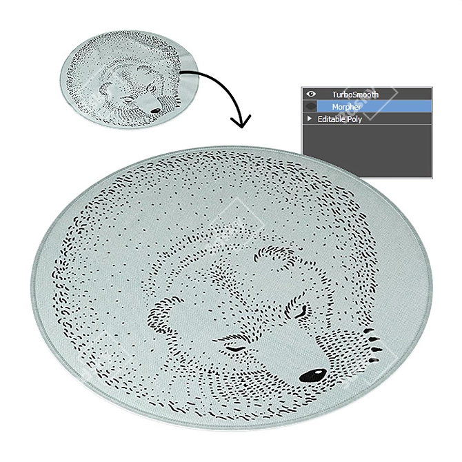 Bloomingville Bear Round Cotton Rug 3D model image 2