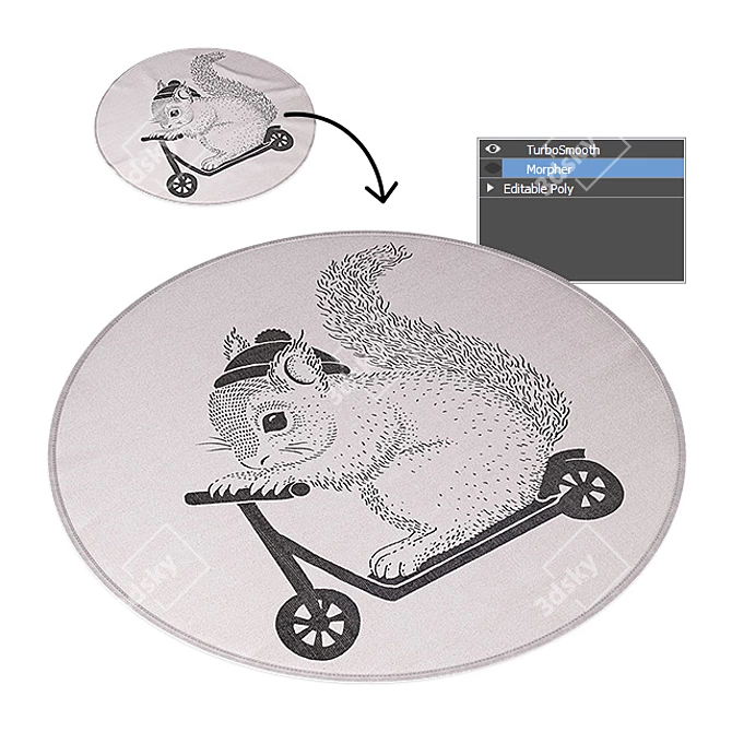Bloomingville Squirrel Round Rug 3D model image 2