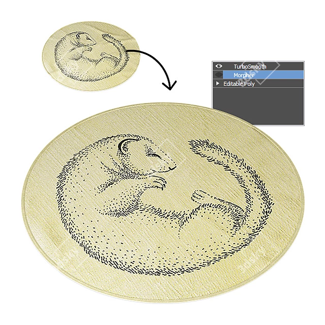 Bloomingville Ferret Round Cotton Weave Rug 3D model image 2