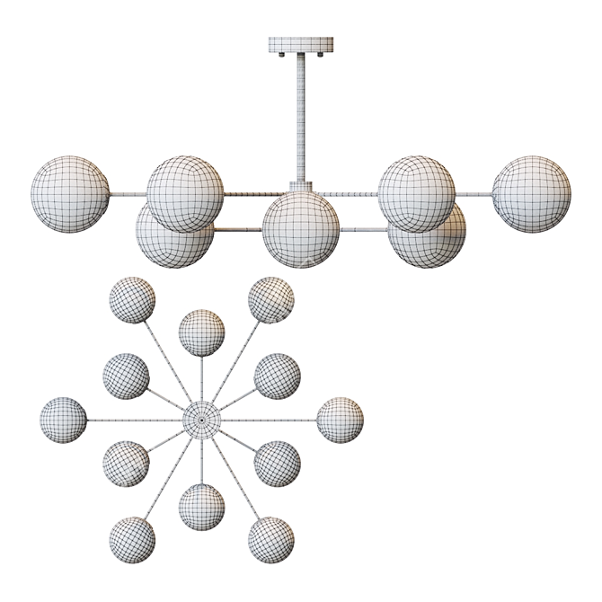 Sleek Balls Chandelier 3D model image 3