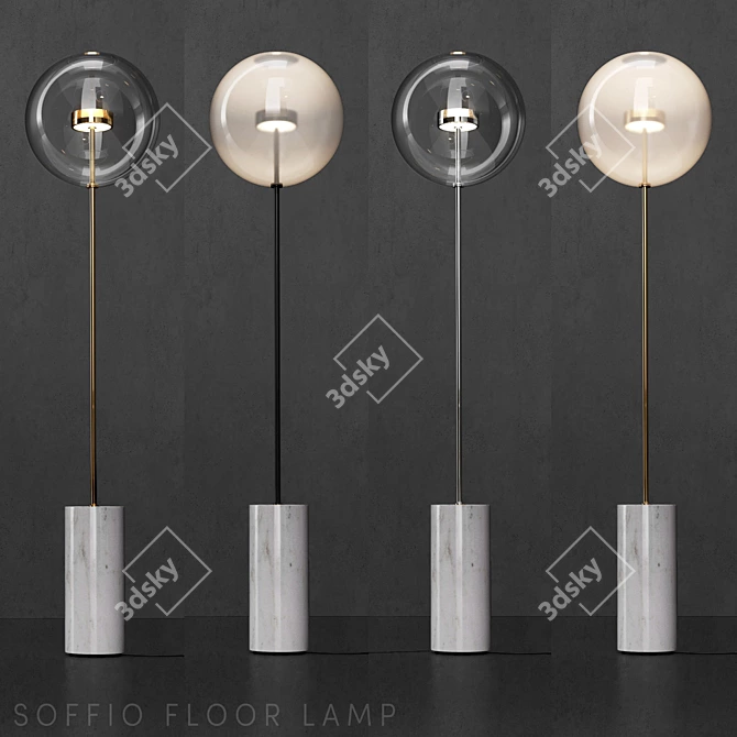 Modern Floor Lamp G&C Bolle Soffio 3D model image 1