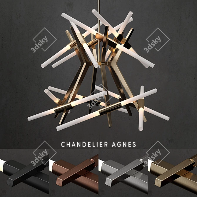 Modern Agnes Chandelier - 24 Lights, 4 Colors 3D model image 1