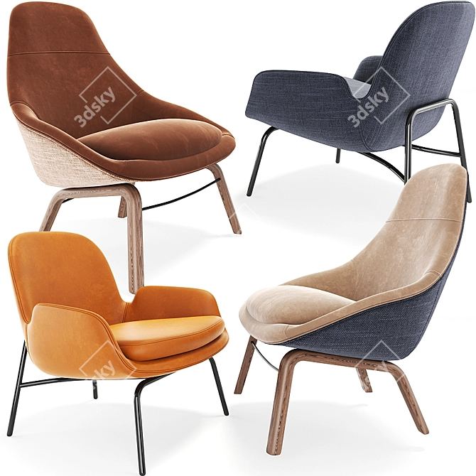 Modern Field Lounge and Armchair Set 3D model image 1