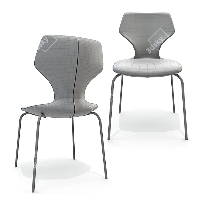 Stylish Pike Chair with Metal Base 3D model image 2