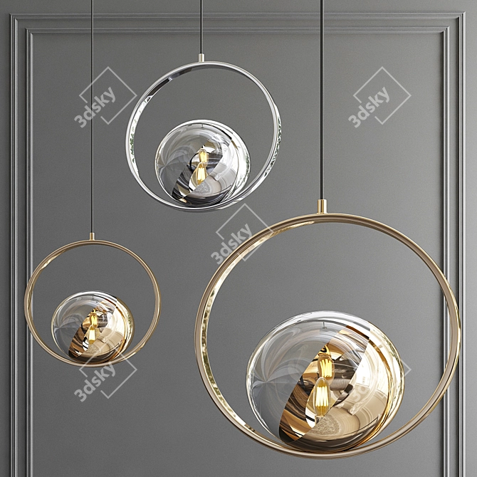 Elegant Ring Ceiling Light 3D model image 1