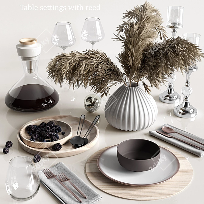 Reed-Inspired Table Setting 3D model image 1