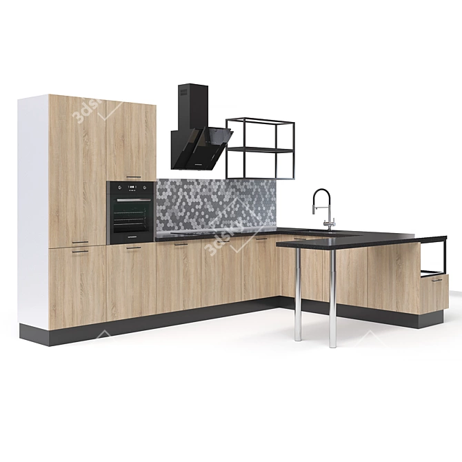 Spacious and Stylish Kitchen Solution 3D model image 2