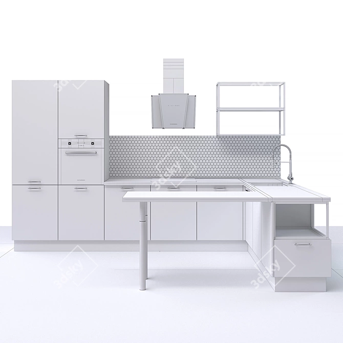 Spacious and Stylish Kitchen Solution 3D model image 3