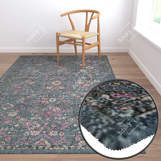 Premium Textured Carpets Set 3D model image 2