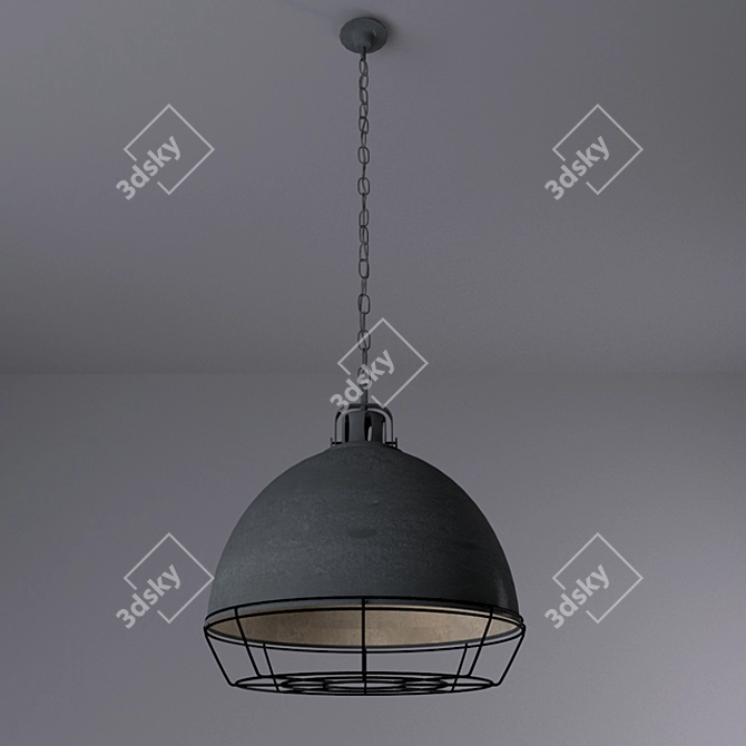 Vintage Grey Metal Pendant Light 3D model image 1