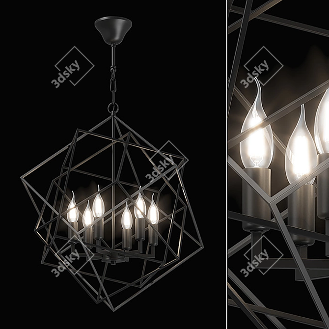 Elegant Cage Chandelier for Ceilings 3D model image 2