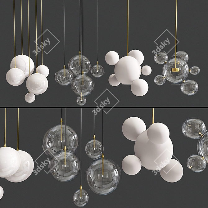 Bolle Bubble LED Pendant Lamp: Magical Cluster Design 3D model image 1