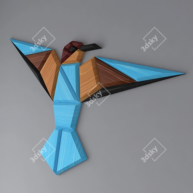 Wooden Bird Wall Decor 3D model image 2