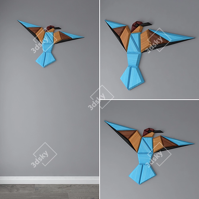 Wooden Bird Wall Decor 3D model image 3