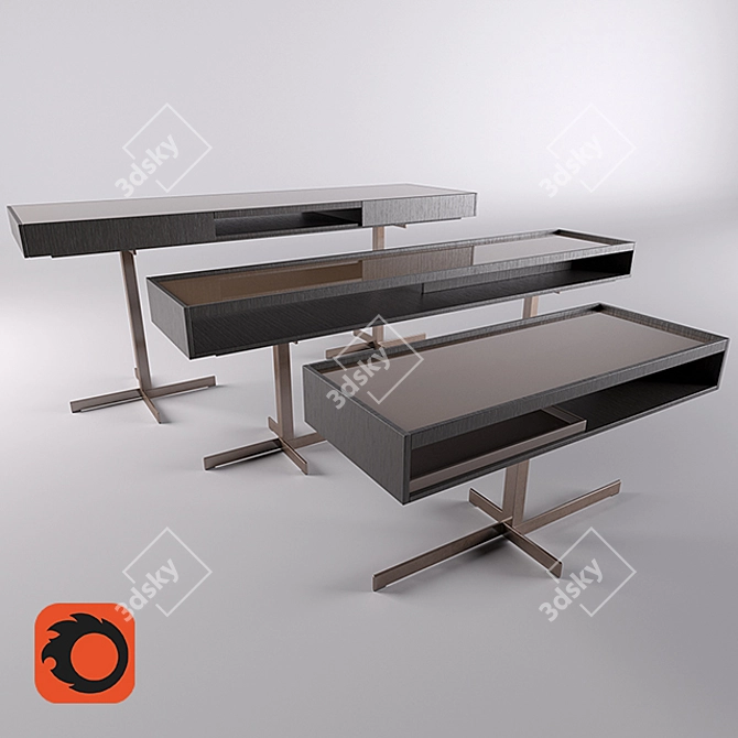 Contemporary Minotti Close Table Set 3D model image 1