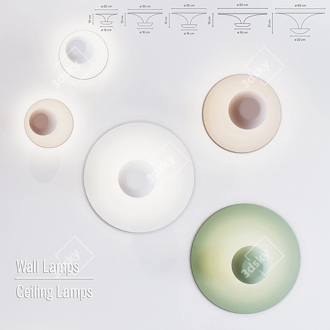 Sleek Funnel Wall/Ceiling Lamps 3D model image 1