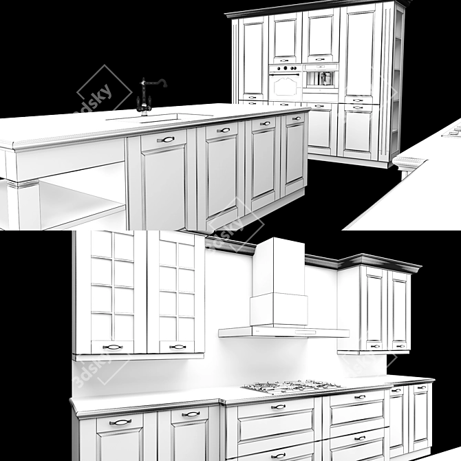 Modern Kitchen Arredo 3 Asolo 1 Set 3D model image 3