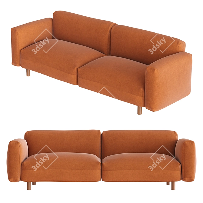 Elegant Velvet Sofa 3D model image 1