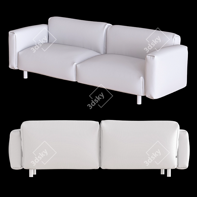 Elegant Velvet Sofa 3D model image 2