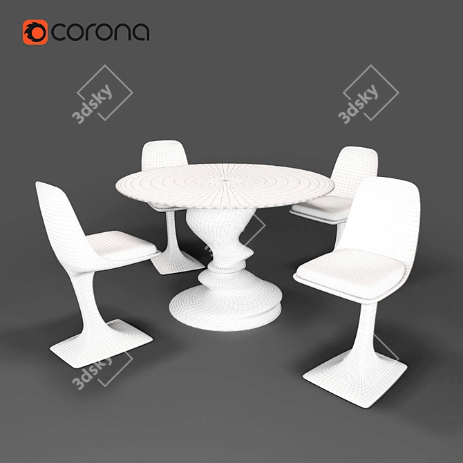 Elegant Dining Set | ARUM Chairs 3D model image 2
