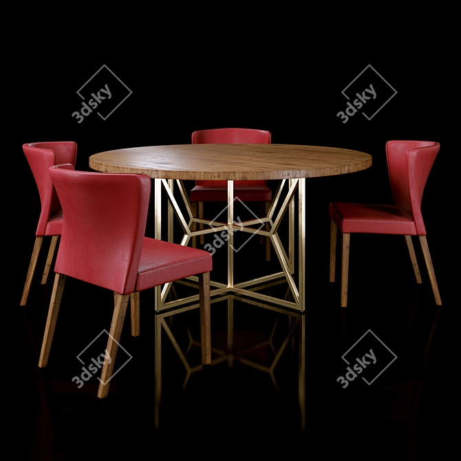 Curran Dining Set: Chairs & Round Table 3D model image 2