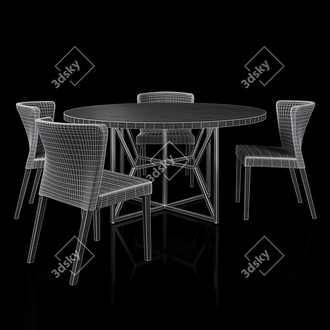 Curran Dining Set: Chairs & Round Table 3D model image 3