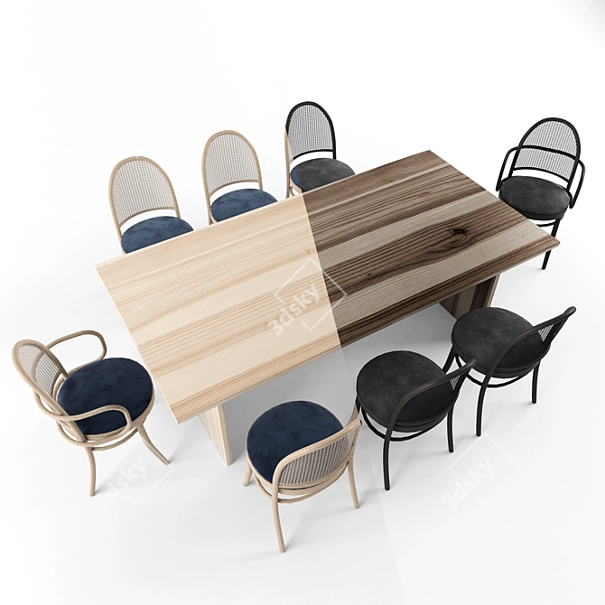 Elegant 6-8 Person Wood Dining Set 3D model image 2