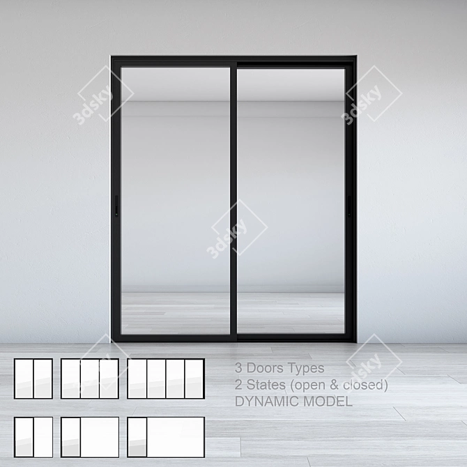 Dynamic Slide Doors - Easy, Editable & Time-Saving Set 3D model image 1