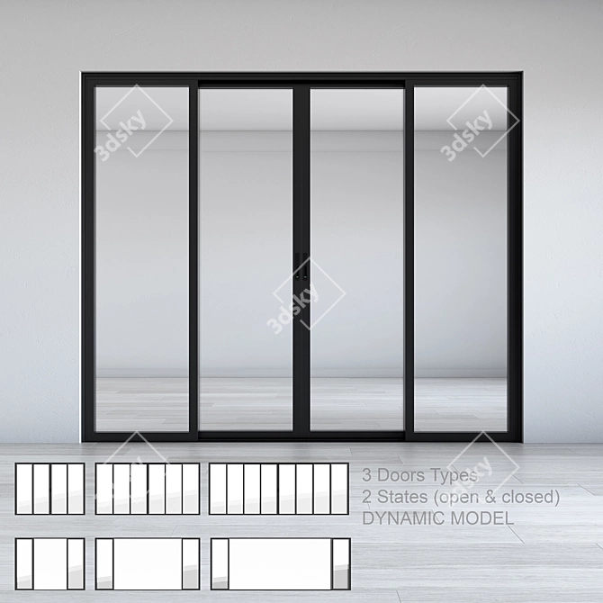 Versatile Sliding Doors Set - Easy Adjustment & Dynamic Design 3D model image 1