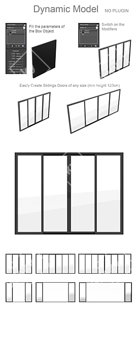 Versatile Sliding Doors Set - Easy Adjustment & Dynamic Design 3D model image 2