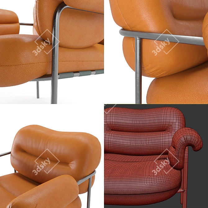 Modern Scandinavian Armchair with Stylish Design 3D model image 3