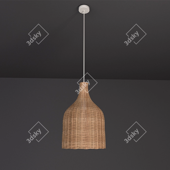 VIOKEF HAWAI Pendant: Natural Wooden Basket, E27 Lampholder 3D model image 1