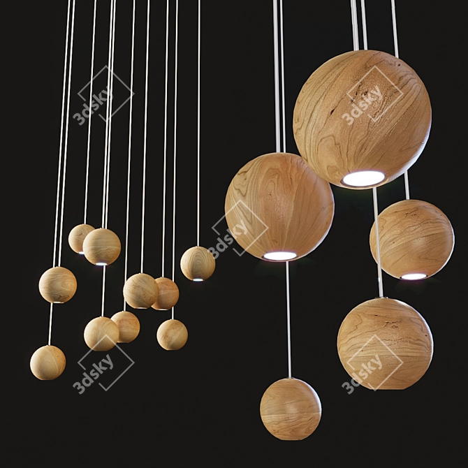 10cm Wooden Pendant Sphere 3D model image 1