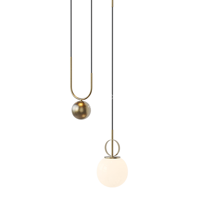 Sleek Pendant Lamp with Counterweight 3D model image 2